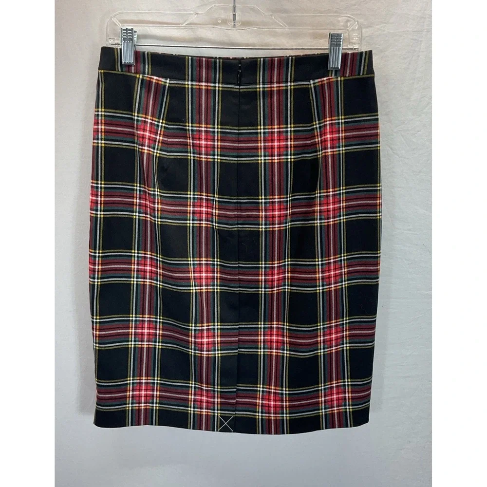 J. Crew Stewart Tartan Plaid Cotton Sateen Pencil Skirt Sz 6 Classic Preppy - Picture 3 of 10